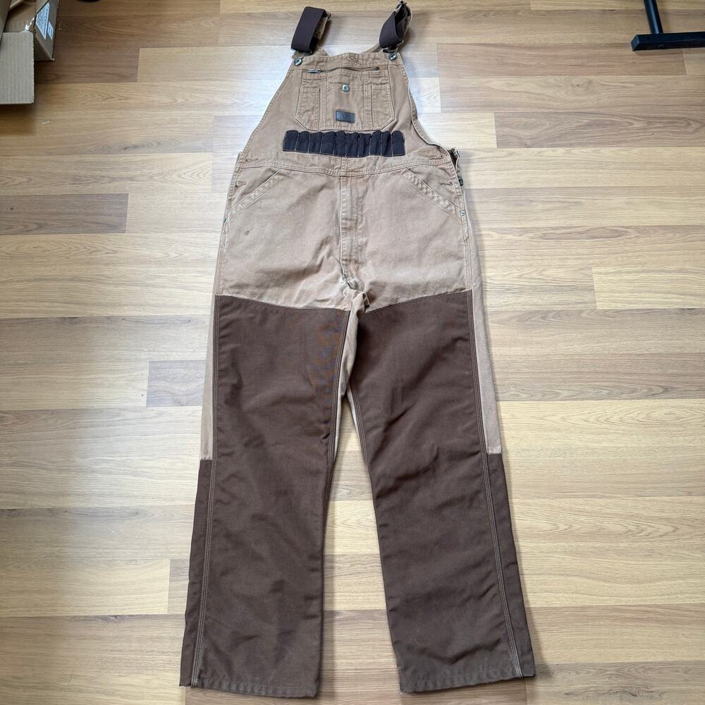 Men's Vintage Walls Brown Tan Canvas Brush Hunting Work Overalls Bibs Sz Medium